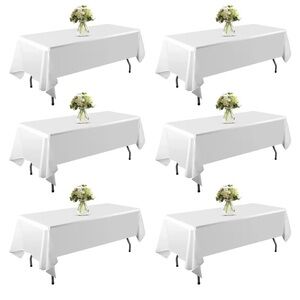Elegant White Tablecloth Set 6 pack rectangular